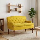 vidaXL Gombra tűzött loveseat Világos sárga 111 x 65 x 79 cm Bársony