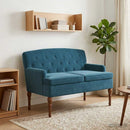 vidaXL Gombra tűzött loveseat Kék 111 x 65 x 79 cm Bársony
