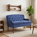 vidaXL Gombra tűzött loveseat Rendőrségi kék 111 x 65 x 79 cm Bársony