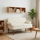 vidaXL Gombra tűzött loveseat Krémszínű 120 x 65 x 77 cm Műbőr