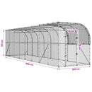 vidaXL Falat támasztó tyúkól Ezüst 800 x 200 x 215 cm Horganyzott Acél