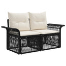 vidaXL Kerti Kanapé Szett 9 db Fekete és krémfehér polirattan