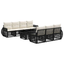 vidaXL Kerti Kanapé Szett 8 db Fekete és krémfehér polirattan