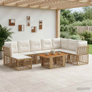 vidaXL Kerti Kanapé Szett 9 db Természetes és Krémszínű Fehér