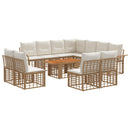 vidaXL Kerti Kanapé Szett 12 db Természetes és Krémszínű Fehér