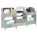 vidaXL Média Polcok Szett 3 db Betonszürke 212 x 46 x 112 cm