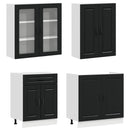 vidaXL Konyhai Egység PORTO 8 pcs Fekete Szerelt Fa