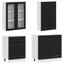 vidaXL Konyhai Egység PORTO 4 pcs Fekete Szerelt Fa