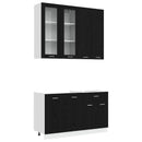 vidaXL Konyhai Egység LYON 4 pcs Fekete Tölgy Szerelt Fa