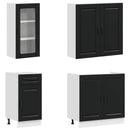 vidaXL Konyhai Egység PORTO 8 pcs Fekete Szerelt Fa