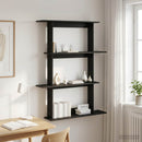 vidaXL Falpolc Fekete Tölgy 100 x 20 x 126 cm Szerelt Fa