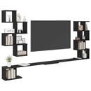 vidaXL Fali TV polc Fekete Tölgy 180 x 15 x 94 cm Szerelt Fa