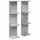 vidaXL Falpolc 2 pcs Betonszürke 25 x 15 x 100 cm Szerelt Fa