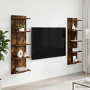 vidaXL Falpolc 2 db Füstös Tölgy 30 x 15 x 100 cm Szerelt Fa