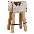 vidaXL Bárszék 2 db Barna és fehér 44 x 33 x 74 cm Valódi Bőr