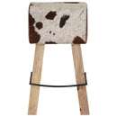 vidaXL Bárszék 2 db Barna és fehér 44 x 33 x 74 cm Valódi Bőr