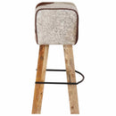 vidaXL Bárszék 2 db Barna és fehér 44 x 33 x 74 cm Valódi Bőr