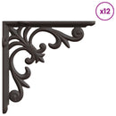 vidaXL Fali polctartók 12 db Antik Barna 21.5 x 21.5 x 3.5 cm Acél