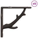vidaXL Fali polckonzolok 12 db Antik Barna 21.5 x 21.5 x 3.5 cm Acél