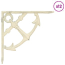 vidaXL Fali polctartók 12 db Antik fehér 21 x 21 x 3.5 cm Acél