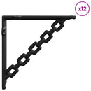 vidaXL Fal polc tartók 12 db Fekete 14,5 x 14,5 x 3 cm Acél