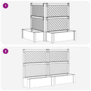 vidaXL Nagy virágtartó trellissel 2 pcs Fehér 143 x 143 x 133,5 cm PP