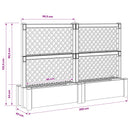 vidaXL Nagy virágtartó trellisszel 2 pcs Szürke 200 x 43 x 133,5 cm PP