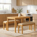 vidaXL Étkező pad 95 x 32 x 45 cm Tömör Tölgyfa Bézs