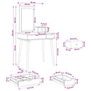vidaXL Sminkasztal Készlet FAUSKE 3 pcs Fehér 76 x 50 x 143 cm