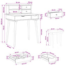 vidaXL Sminkasztal Készlet FAUSKE 3 pcs Fehér 76 x 50 x 103,5 cm