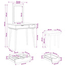 vidaXL Sminkasztal Készlet FAUSKE 3 pcs Fehér 76 x 50 x 143 cm