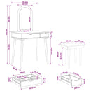 vidaXL Sminkasztal Készlet FAUSKE 3 pcs Fehér 76 x 50 x 143 cm