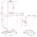 vidaXL Sminkasztal Készlet FAUSKE 3 pcs Fehér 100 x 50 x 143 cm