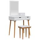 vidaXL Sminkasztal Készlet FAUSKE 4 pcs Fehér 76 x 50 x 143 cm