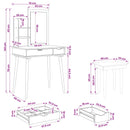 vidaXL Sminkasztal Készlet FAUSKE 4 pcs Fehér 76 x 50 x 143 cm
