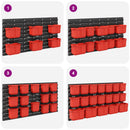 vidaXL Tároló Rács Fekete és piros 77,5 x 2 x 39 cm PP