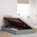 vidaXL Ottomán Ágykeret tárolóval Világosszürke 120 x 200 cm szövet