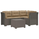 vidaXL 4-Fős Kerti Kanapé Párnákkal Rattan Kinézet PP Világosszürke