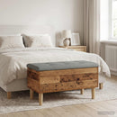 vidaXL Tároló pad párnával Antik Fa 82 x 42 x 46 cm Szerelt Fa
