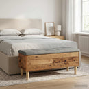 vidaXL Tároló pad párnával Antik Fa 102 x 42 x 46 cm Szerelt Fa