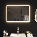 vidaXL LED Fürdőszoba Tükör tükörrel Átlátszó 70 x 50 cm edzett üveg