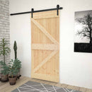 vidaXL Csúszó ajtó Természetes és Fekete 80 x 210 cm Tömör Fenyőfa