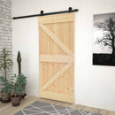 vidaXL Csúszó ajtó Természetes és Fekete 90 x 210 cm Tömör Fenyőfa