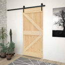 vidaXL Csúszó ajtó Természetes és Fekete 100 x 210 cm Tömör Fenyőfa