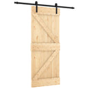 vidaXL Csúszó ajtó Természetes és Fekete 85 x 210 cm Szilárd Fenyőfa