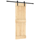 vidaXL Csúszó ajtó Természetes és Fekete 70 x 210 cm Szilárd Fenyőfa