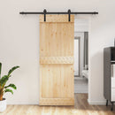 vidaXL Csúszó ajtó Természetes és Fekete 80 x 210 cm Szilárd Fenyőfa