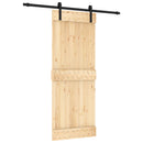 vidaXL Csúszó ajtó Természetes és Fekete 80 x 210 cm Szilárd Fenyőfa
