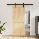 vidaXL Csúszó ajtó Természetes és Fekete 85 x 210 cm Szilárd Fenyőfa