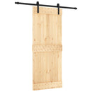 vidaXL Csúszó ajtó Természetes és Fekete 85 x 210 cm Szilárd Fenyőfa